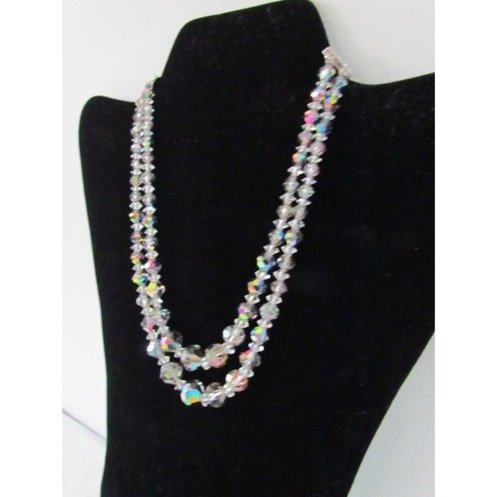 Vintage Signed LAGUNA AB Crystal Beads Double Strand Necklace WOW!